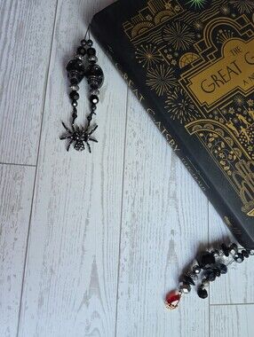 Handmade Black Beaded Spider Bookmark - Unbranded